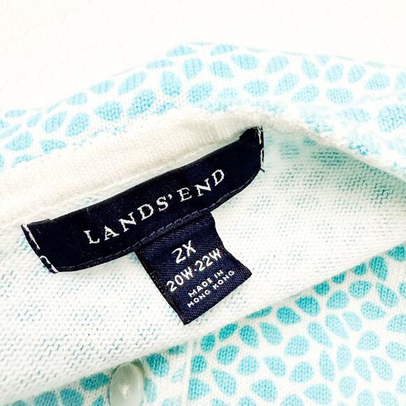 Land's End Women's Button Down Patterned Sweater Cardigan Blue Size 2X - Picture 2 of 5